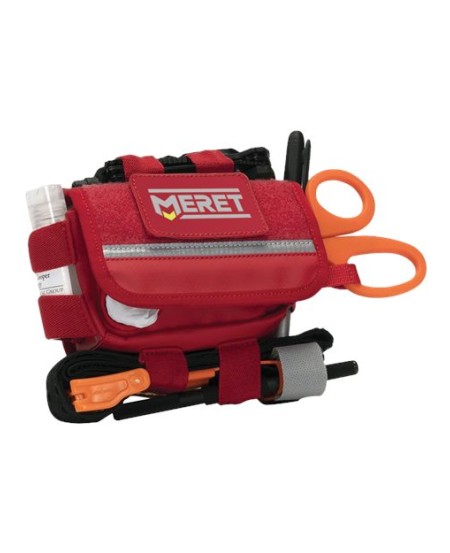 MERET M8120-F EFAK™ PRO X Red Waist Pack Bag – 6.56 oz. Tarpaulin Compact EMT First Aid Configuration Waist Pack Bag with Quick-Access Glove Hole | 8 oz.