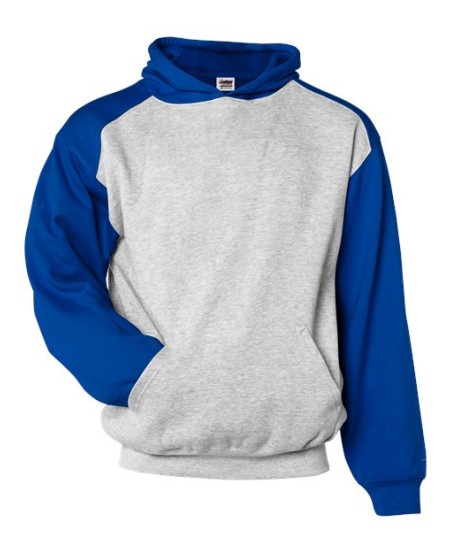 Badger 2449 Youth Sport Athletic Fleece Hooded Sweatshirt – 9.5 oz. 60/40 Ring-Spun Cotton/Polyester Youth Contrast Colorblock Athletic Hoodie | XS–XL