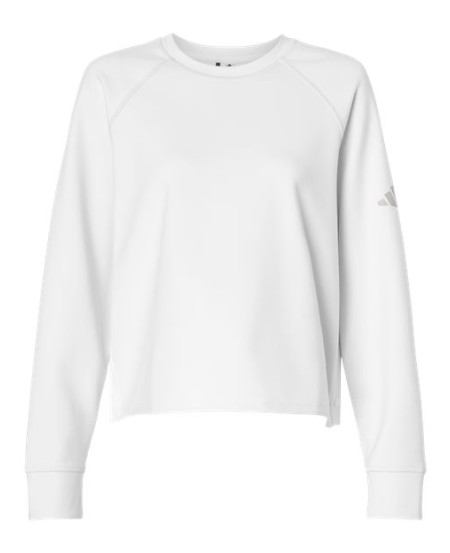 Adidas A1014 Women's Beyond Side-Snap Crewneck Sweatshirt – 8 oz. 84/10/6 Recycled Polyester/Elastane/Lyocell Loose Fit | XS–2XL