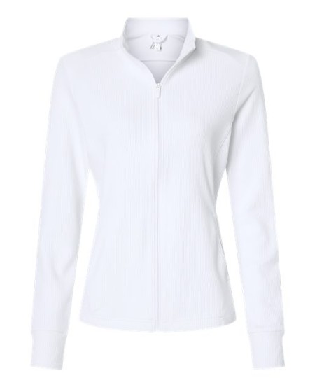 Adidas A1015 Women's Performance Textured Full-Zip Jacket – 7.7 oz. 91/9 Recycled Polyester/Elastane Stand-Up Collar Jacket | XS–2XL