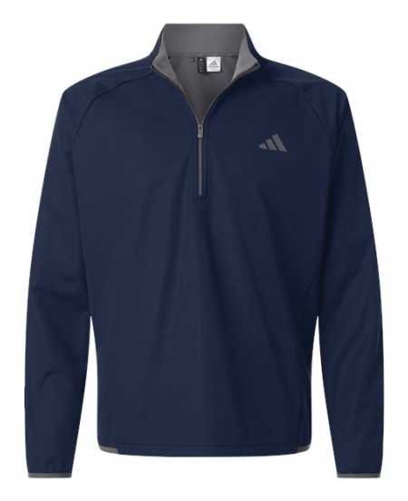 Adidas A2027 Men's Ultimate365 Wind Quarter-Zip Pullover – 5.6 oz. 100% Recycled Polyester DWR Wind-Resistant Quarter-Zip | S–3XL