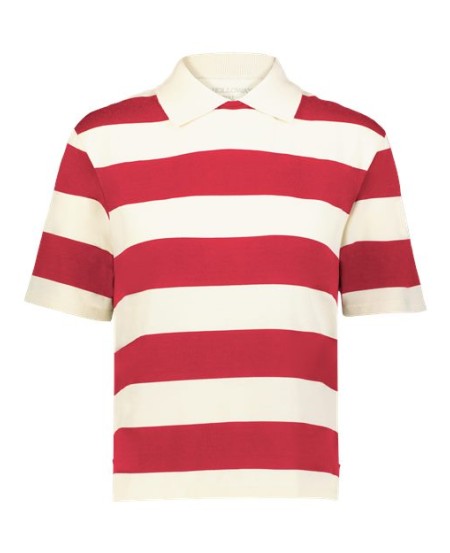 Holloway 226302 Women's Prep Street Rugby Crop T-Shirt – 57/33/10 Polyester/Viscose/Cotton Yarn-Dyed Stripe Jersey Boxy Crop | S–2XL