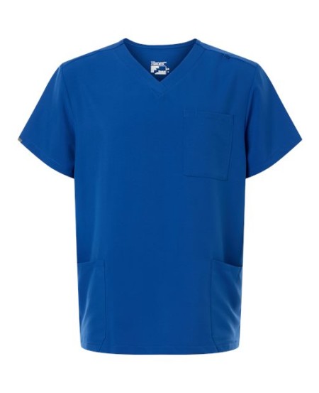 Hanes HMB002 Men's V-Neck 3 Pocket Scrub Top – 4.5 oz. 100% Polyester Cool Comfort® | S–5XL