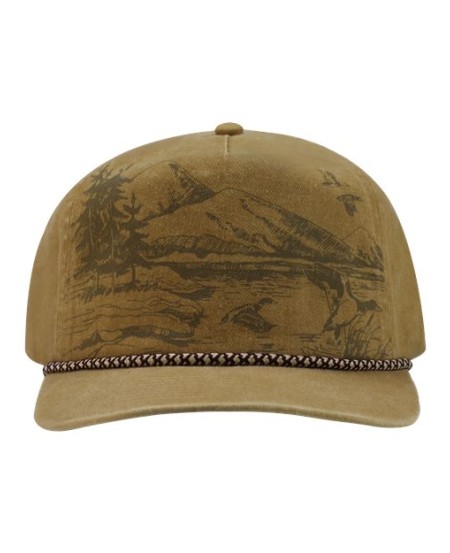 DRI DUCK 3337 Mallard Nature Scene Cap – 100% Pigment-Dyed Cotton Twill 5-Panel Unstructured Snapback