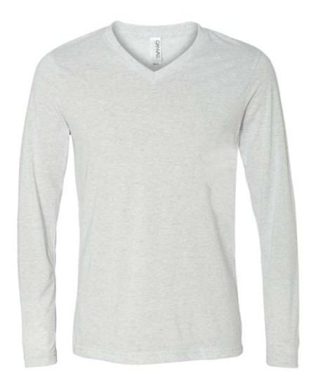 BELLA + CANVAS 3425 Unisex Long Sleeve V-Neck Tee – 3.8 oz. Triblend / 4.2 oz. Airlume Cotton Long-Sleeve V-Neck Tee with Ribbed Cuffs