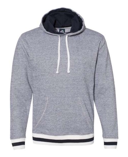 J. America 8701 Unisex Peppered Fleece Lapover Hooded Sweatshirt – 9.3 oz. Unisex Pullover hoodie | S–3XL