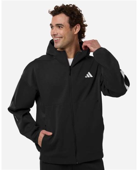 Adidas AT220 Men's Z.N.E. Full-Zip Hooded Sweatshirt – 9.7 oz. 57/43 Recycled Polyester/Cotton Double Knit | Regular Fit