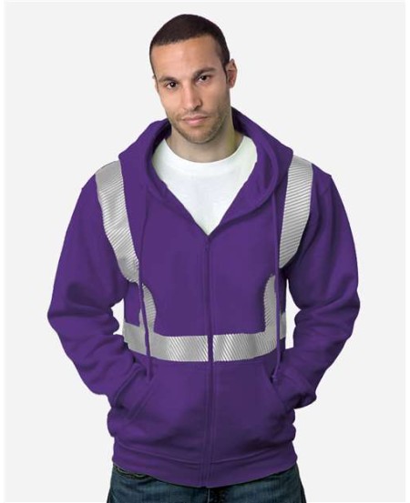 Bayside 3737 USA-Made Hi-Visibility Full-Zip Hooded Sweatshirt – Segmented Tape | 80/20 Cotton/Poly