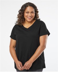 LAT Curvy Collection Women's Fine Jersey V-Neck Tee