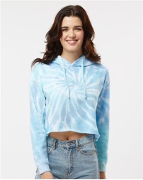 Colortone Women's Tie-Dyed Crop Hooded Sweatshirt