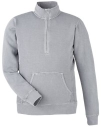 J America Pigment-Dyed Fleece Quarter-Zip Pullover