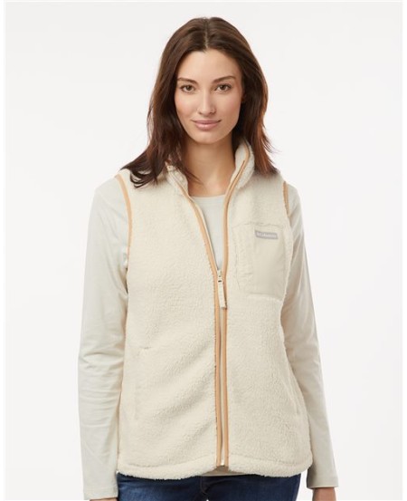 Columbia 209926 Womens West Bend II Vest - 100% Polyester Sherpa Regular Fit Hook-Loop Chest Pocket Binding at Collar and Armhole | S-XXL
