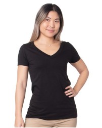 Bayside Women's USA-Made Fine Jersey V-Neck T-Shirt