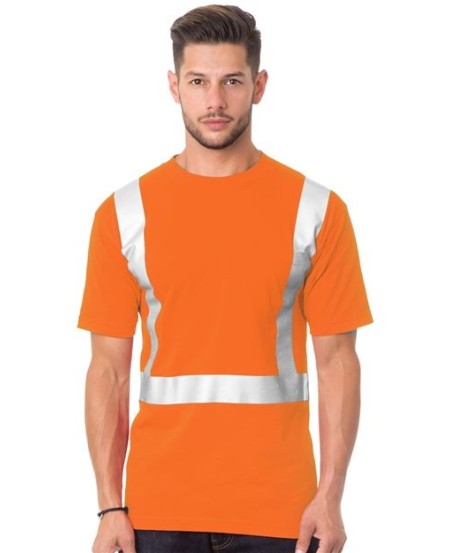Bayside 3772 USA-Made High Visibility 50/50 Pocket T-Shirt – Unisex Cotton/Poly Hi-Vis Tee with Left Chest Pocket | S–4XL