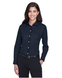 Devon  Jones Women's Crown Collection Solid Stretch Twill Woven Dress Shirt