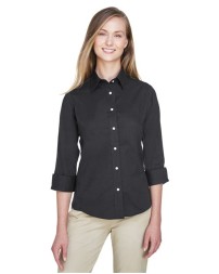 Devon  Jones Women's Perfect Fit Three-Quarter Sleeve Stretch Poplin Dress Shirt