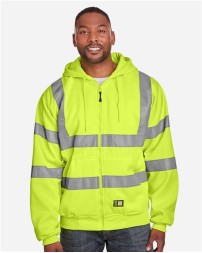 Berne Apparel Men's Tall Hi-Vis Class 3 Lined Full-Zip Hooded Sweatshirt