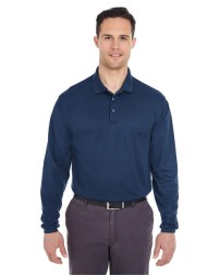 UltraClub Men's Cool  Dry Long Sleeve Mesh Piqué Polo