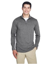 UltraClub Men's Cool  Dry Heathered Performance Quarter-Zip