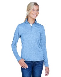 UltraClub Women's Cool  Dry Heathered Performance Quarter-Zip