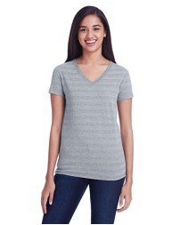 Threadfast Apparel Women's Invisible Stripe V-Neck T-Shirt