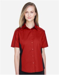 North End Women's Fuse Colorbloack Twill Short Sleeve Shirt