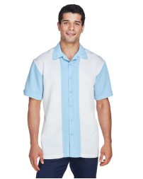 Harriton Men's Two-Tone Camp Shirt