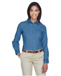 Harriton Women's Long Sleeve Denim Shirt