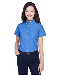 UltraClub Women's Classic Wrinkle-Resistant Short-Sleeve Oxford