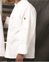 Chef Designs Button Chef Coat with Thermometer Pocket