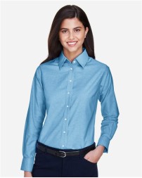Harriton Women's Stain-Release Short Sleeve Oxford Shirt