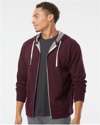 Independent Trading Co Heathered French Terry Full-Zip Hooded Sweatshirt