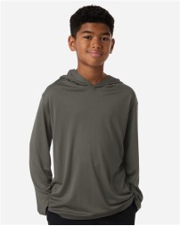 AllPro 48510Y Youth Pro-Lock Performance Hooded Long Sleeve T-Shirt – 4.1 oz. Polyester | Youth XS–XL