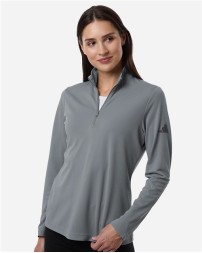 Adidas A400 Women's Lightweight Quarter-Zip Pullover – 6.1 oz. 100% Recycled Polyester UPF 50+ Self-Mock Collar | XS–2XL