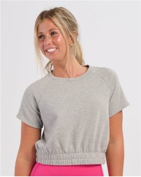 Boxercraft Women's French Terry Short Sleeve Cropped Crewneck Sweatshirt