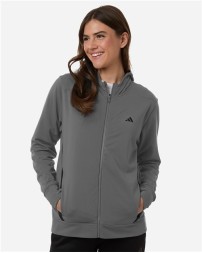 Adidas Women's Game  Go Fleece Full-Zip Hooded Sweatshirt