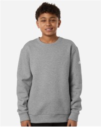 Adidas AT202 Youth Fleece Crewneck Sweatshirt – 8.9 oz. 70/30 Cotton/Recycled Polyester | Youth XS–XL