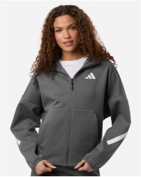 Adidas AT221 Women's Z.N.E. Full-Zip Hooded Sweatshirt – 9.7 oz. 57/43 Recycled Polyester/Cotton Double Knit | Loose Fit