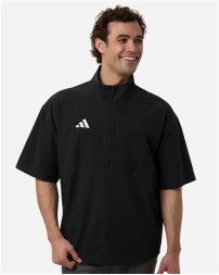 Adidas AT505 Men's Short Sleeve Quarter-Zip Pullover – 4.6 oz. 87/13 Recycled Polyester/Elastane Loose Fit Team Top | S–4XL