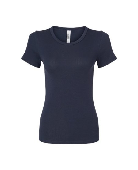American Apparel BR2102 Women's Baby Rib Tee – 6.5 oz. 96/4 Cotton/Spandex 2x2 Rib T-Shirt