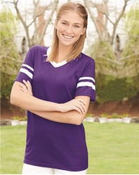 Augusta Sportswear V-Neck Jersey with Striped Sleeves
