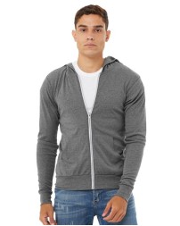 BELLA  CANVAS Triblend Lightweight Full-Zip Hooded Long Sleeve Tee