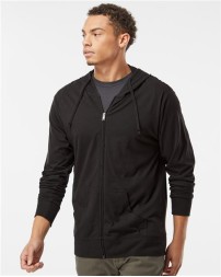 Independent Trading Co Lightweight Jersey Full-Zip Hooded T-Shirt