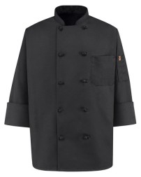 Chef Designs Black Knot Button Chef Coat