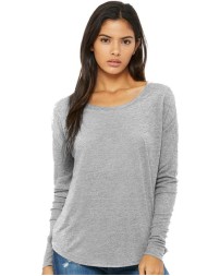 BELLA  CANVAS Womens Flowy 2x1 Ribbed Long Sleeve Tee