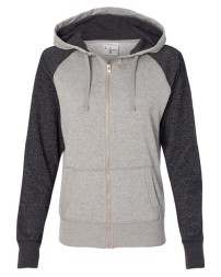 J America Womens Glitter French Terry Full-Zip Hooded Sweatshirt