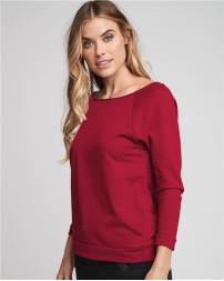Next Level Women's Terry Raw Edge Three-Quarter Sleeve Raglan