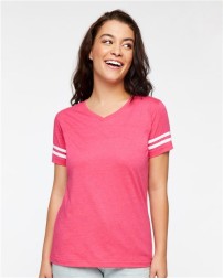 LAT Women's Football V-Neck Fine Jersey Tee