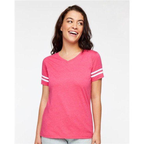 LAT Women's Football V-Neck Fine Jersey Tee