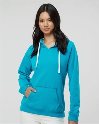 J America Women's Sueded V-Neck Hooded Sweatshirt